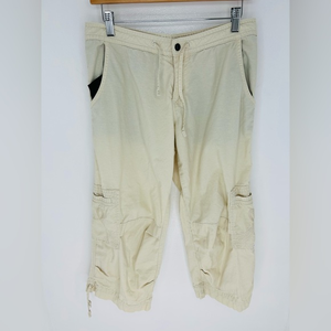 Prana Y2K Cargo Pants Size Small Ivory Cropped‎ Yoga Hiking Pockets Gorpcore